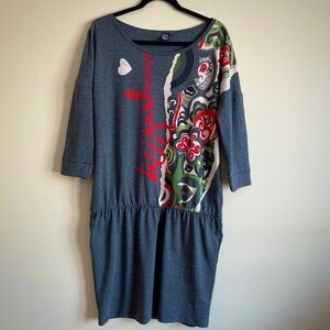 Desigual Gray and Red jersey Coraline Dress size XXL
